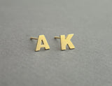 14k gold letters earrings, minimal earrings