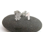 number one earrings, hashtag one earrings