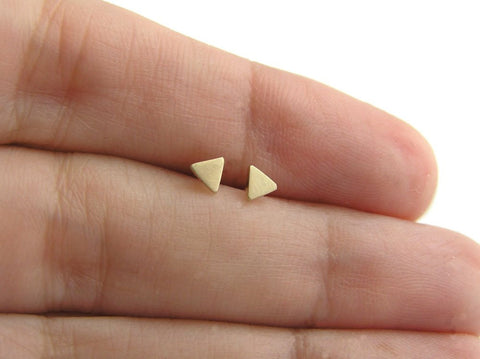 tiny triangle earrings 14k gold