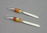 dangle leaf earrings, sterling silver
