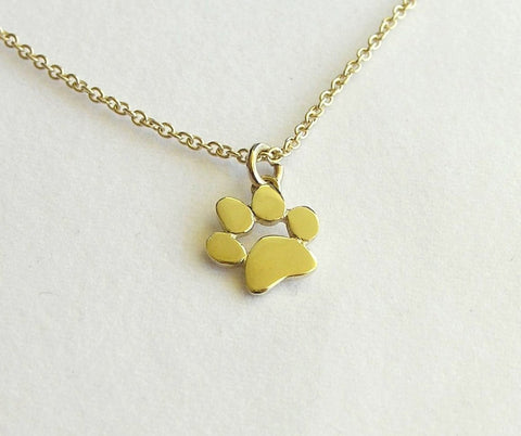 14k gold paw print necklace