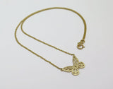 14k gold butterfly necklace, delicate gold necklace