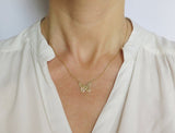 dainty gold necklace, 14k gold butterfly necklace