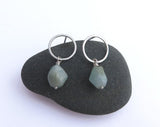 sterling silver circle and Aquamarine earrings