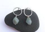 silver hoop earrings, Aquamarine dangle earrings