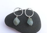 silver hoop earrings, Aquamarine dangle earrings