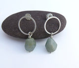 sterling silver hoop post earrings with Aquamarine