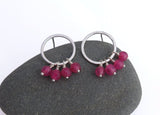small circle earrings with pink gemstones