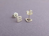 sterling silver letter and heart earrings