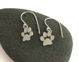 sterling silver dangle cat paw print earrings